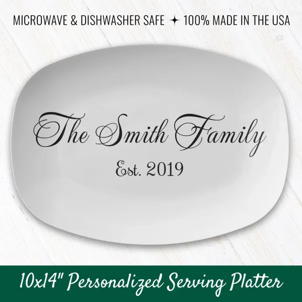 Personalized Family Name Oval Platter: Custom Elegant Celebration Home Decor Kitchenware Gift