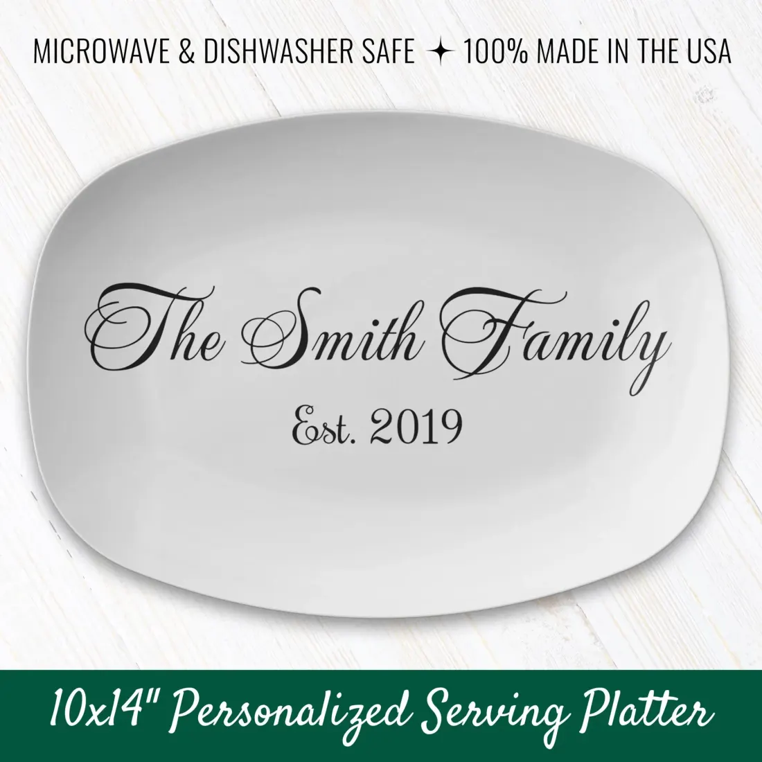 Personalized Family Name Oval Platter: Custom Elegant Celebration Home Decor Kitchenware Gift