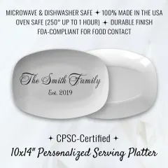 Personalized Family Name Oval Platter: Custom Elegant Celebration Home Decor Kitchenware Gift thumbnail 2