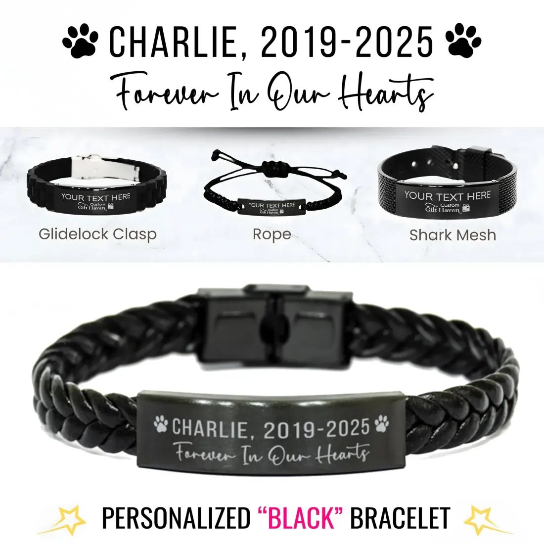 Custom Pet Memorial Bracelet for Dog or Cat Lovers: Unique Pet Remembrance Jewelry