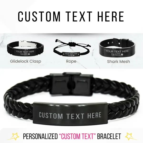 Personalized Bracelet With Favourite Text Quote: Custom Laser Engraved Gift for Men and Women
