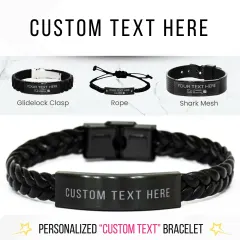 Personalized Bracelet With Favourite Text Quote: Custom Laser Engraved Gift for Men and Women thumbnail 1