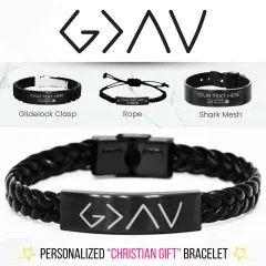 Custom Engraved Bracelet: Personalized Christian Jewelry, Men Religious Wristband Gift thumbnail 1