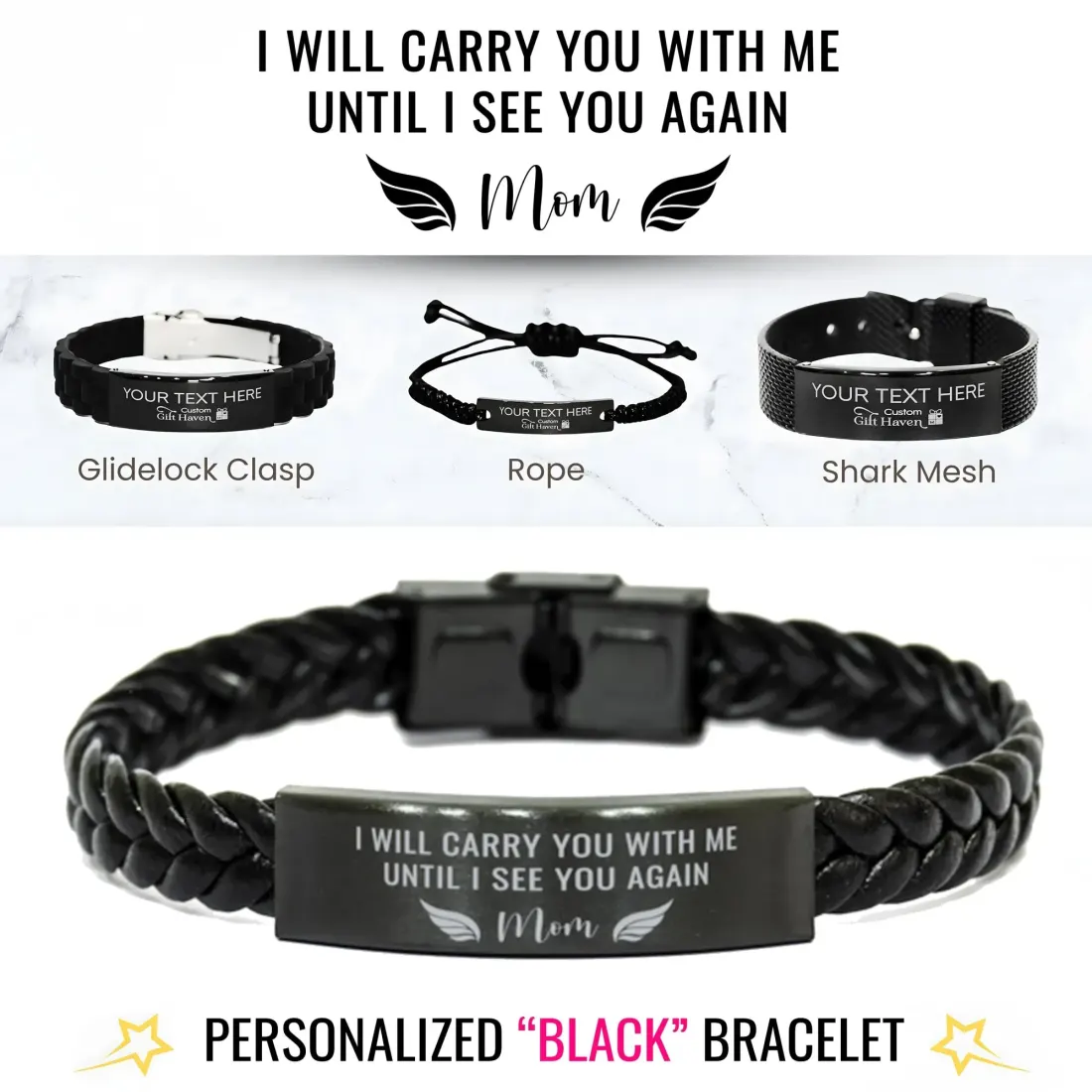 Personalized Memorial Bracelet: Custom Laser Engraved Loss of Mom Dad Brother Sister Gift