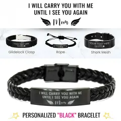 Personalized Memorial Bracelet: Custom Laser Engraved Loss of Mom Dad Brother Sister Gift thumbnail 1