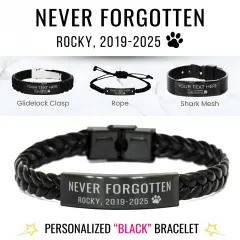 Personalized Pet Memorial Bracelet: Custom Name Date Engraved Loss of Pet Jewelry Gift thumbnail 1