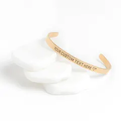 Personalized Cuff Bracelet: Laser Engraved Message, Adjustable Bangle, Gold Rose Gold Silver Plated Jewelry thumbnail 1