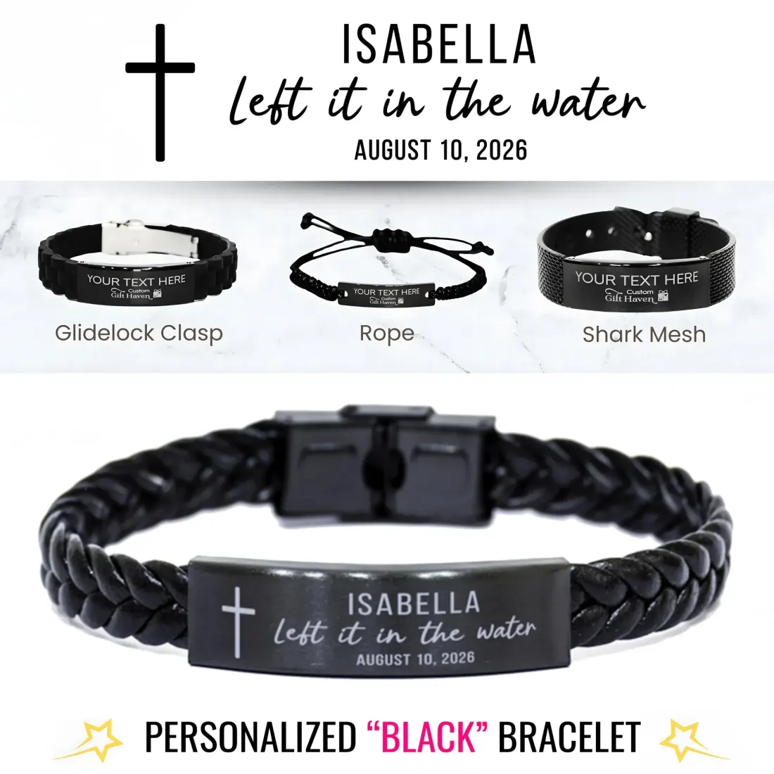 Left It in the Water Baptism Bracelet: Personalized Engraved Christian Faith Jewelry