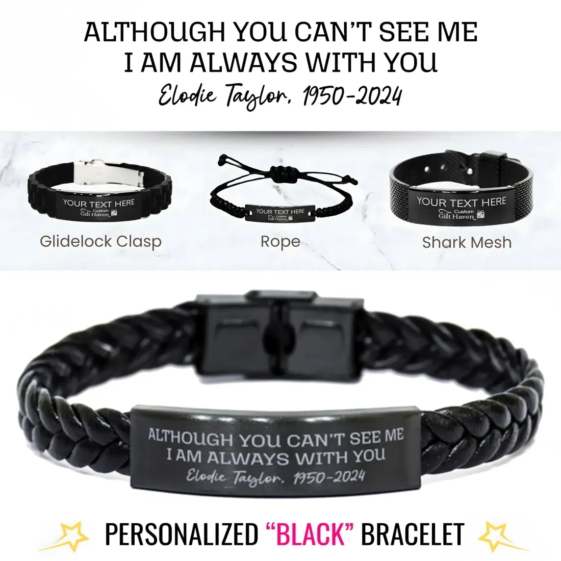 Personalized Memorial Bracelet: I’m Always with You Engraved Heartfelt Personalized Mens Gift