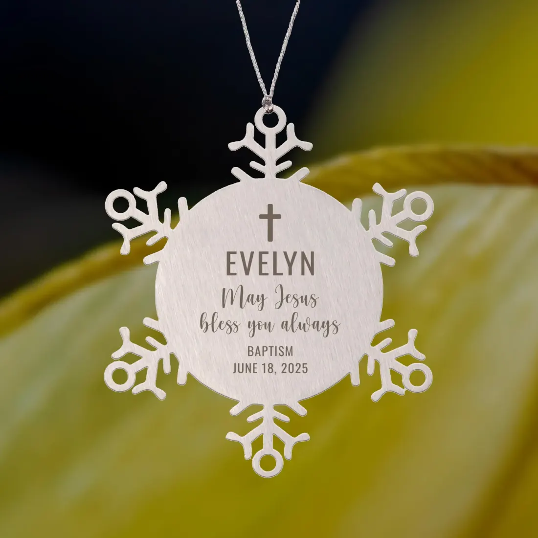 Custom Laser Engraved Baptism Snowflake Ornament: Christmas Home Decor, Religious Scripture Gift — photo 2