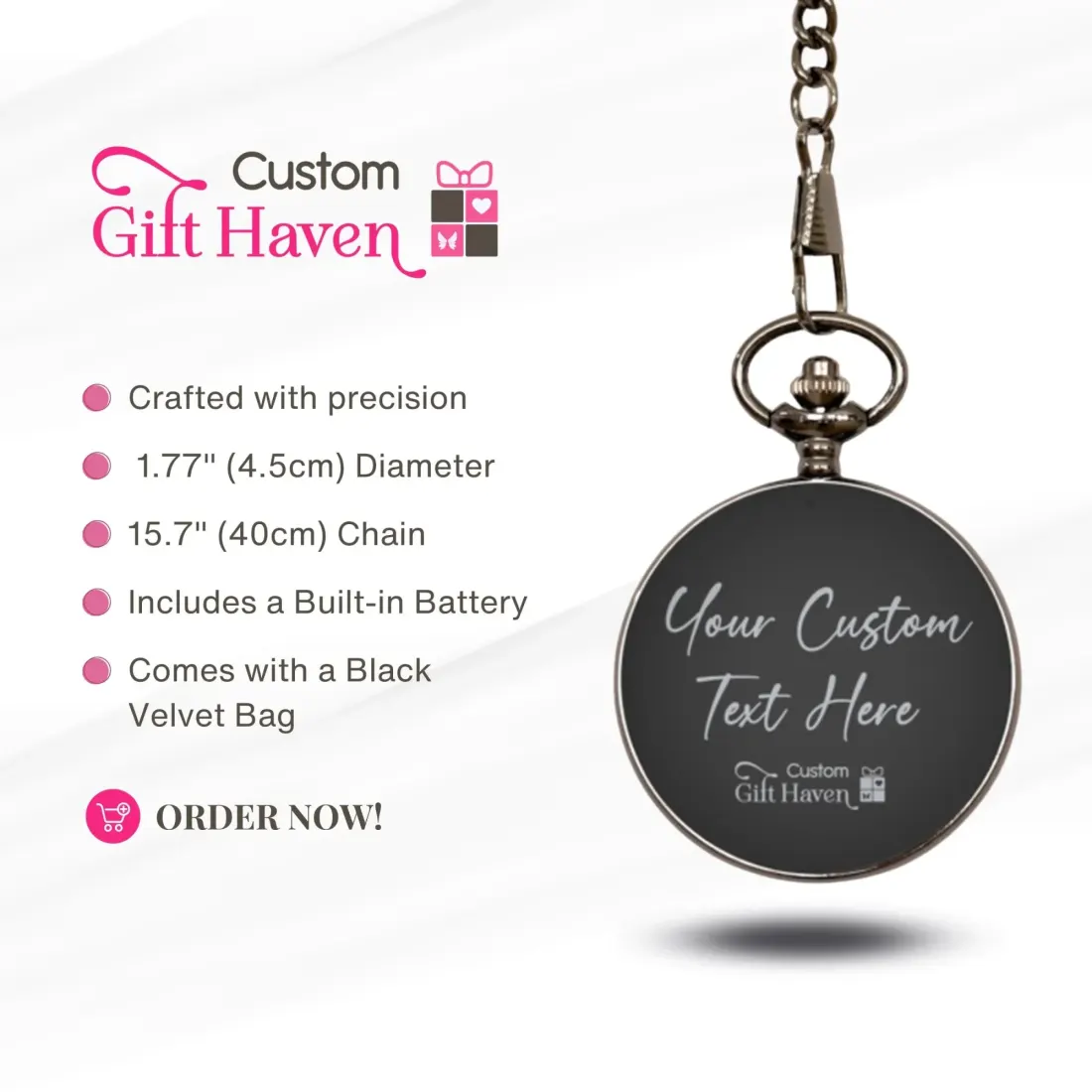 Personalized Confirmation Pocket Watch: Laser Engraved Christian Faith Gift, Custom Religious Jewelry — photo 2