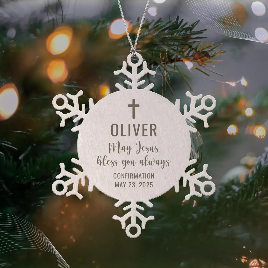 Personalized Confirmation Snowflake Ornament: Laser Engraved Christian Gift, Custom Name Date Gifts — photo 2