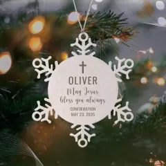 Personalized Confirmation Snowflake Ornament: Laser Engraved Christian Gift, Custom Name Date Gifts thumbnail 2