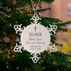 Personalized Confirmation Snowflake Ornament: Laser Engraved Christian Gift, Custom Name Date Gifts thumbnail 3