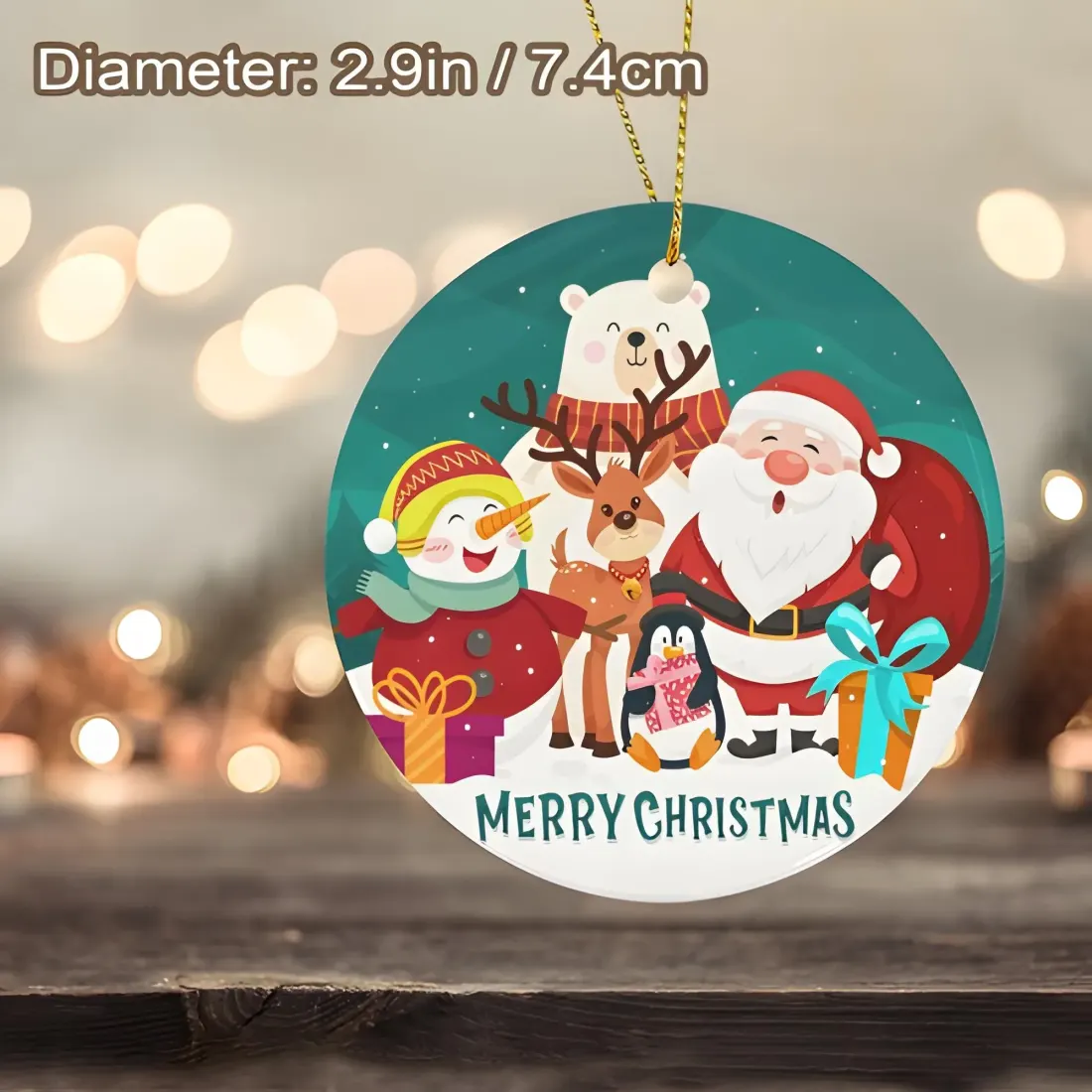 Ceramic Christmas Ornament, Double Sided Santa Animal Tree Decoration — photo 4