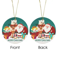 Ceramic Christmas Ornament, Double Sided Santa Animal Tree Decoration thumbnail 5