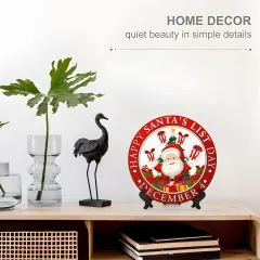 Round Christmas Decorative Plate, Santa Wall Plaque with Display Stand thumbnail 3