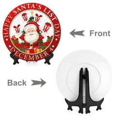 Round Christmas Decorative Plate, Santa Wall Plaque with Display Stand thumbnail 6
