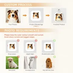Custom Photo Keychain, Personalized Pet Portrait Keyring with Engraved Text thumbnail 6