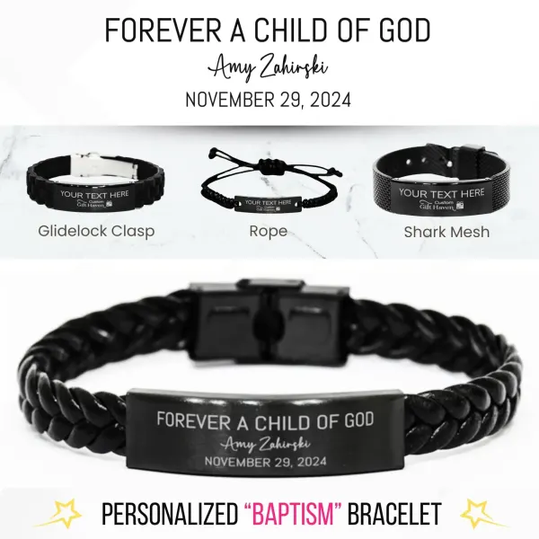 Personalized Baptism Bracelet Gift: Custom Child of God Engraved Christening Faith Jewelry