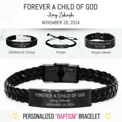 Personalized Baptism Bracelet Gift: Custom Child of God Engraved Christening Faith Jewelry thumbnail 1