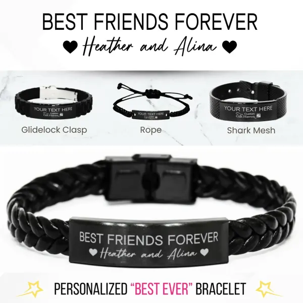 Personalized BFF Bracelet: Engraved Friendship Jewelry, Custom Quote Text Gift