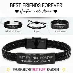 Personalized BFF Bracelet: Engraved Friendship Jewelry, Custom Quote Text Gift thumbnail 1