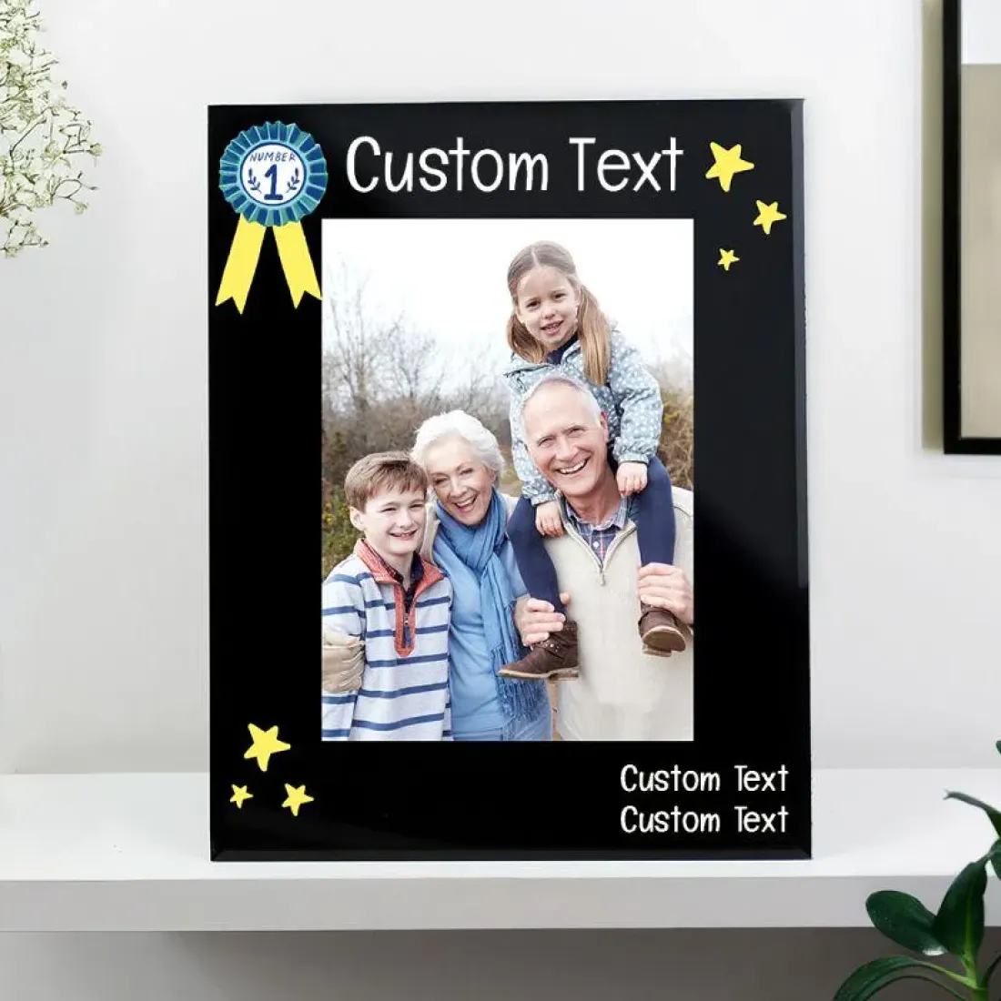 Personalized Black Glass Photo Frame, Daddy Gift, Custom Family Picture Frame — photo 2