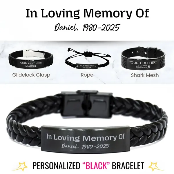 Personalised Memorial Bracelet “In Loving Memory Of” Custom Name Date Engraved Gift