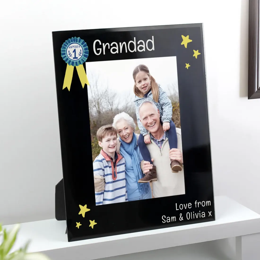 Personalized Black Glass Photo Frame, Daddy Gift, Custom Family Picture Frame — photo 4