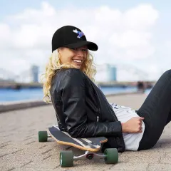 Personalized Black Baseball Cap, Custom Text Logo Name, Adjustable Streetwear Hat thumbnail 1