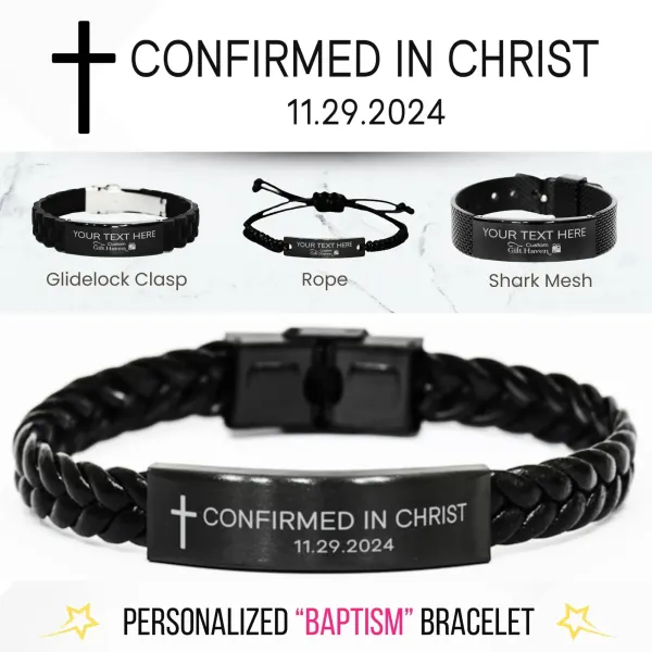 Personalized Baptism Bracelet: Engraved Christian Confirmation Gift, Confirmed In Christ, Religious Scripture Jewelry