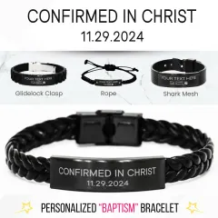 Personalized Baptism Bracelet: Engraved Christian Confirmation Gift, Confirmed In Christ, Religious Scripture Jewelry thumbnail 2