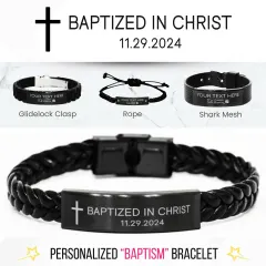 Personalized Baptism Bracelet Gift: Custom Baptized in Christ Engraved Christening Faith Jewelry thumbnail 1