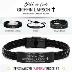 Custom Engraved Baptism Bracelet: Personalized Adjustable "Child of God" Religious Faith Gift thumbnail 1