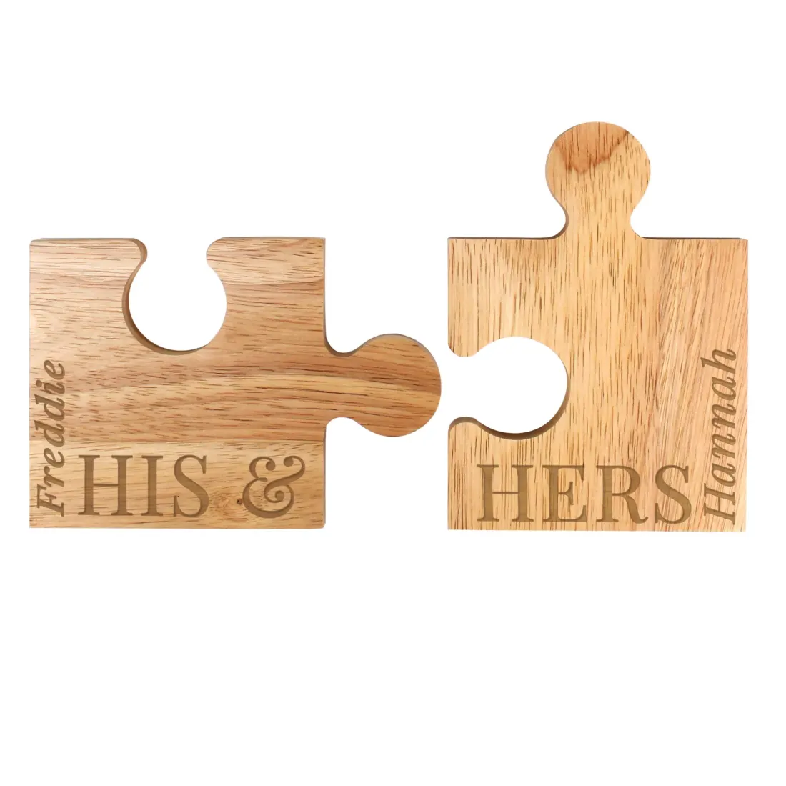 Personalised Wooden Jigsaw Piece Set, His & Hers Couple Ornament, Anniversary Gift — photo 5