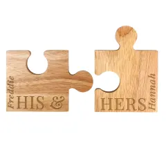 Personalised Wooden Jigsaw Piece Set, His & Hers Couple Ornament, Anniversary Gift thumbnail 5