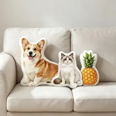 Custom Shaped Pillow, Personalized Photo Cushion, Cat Dog Lover Accent Pillow thumbnail 3