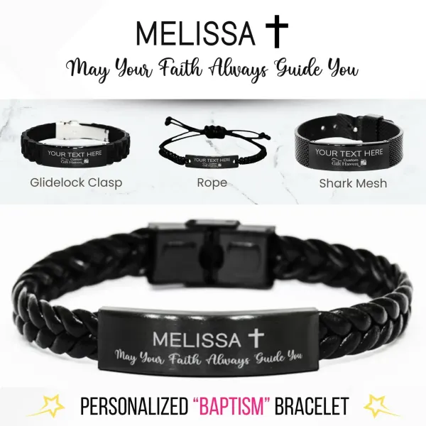 Personalized Baptism Bracelet: May Your Faith Always Guide You, Custom Baby Name Christening Jewelry