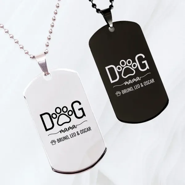 Personalized Dog Mama Necklace: Custom Dog Tag Pet Lovers Jewelry Gift, Moms Engraved Gifts