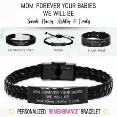 Personalized Mom Bracelet: Mothers Day Sentimental Gift, Forever Your Babies Quote Jewelry thumbnail 1