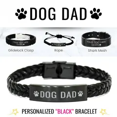 Personalized Dog Dad Bracelet: Adjustable Leather Wristband Gift for Dog Lovers, Fathers Day Present thumbnail 1