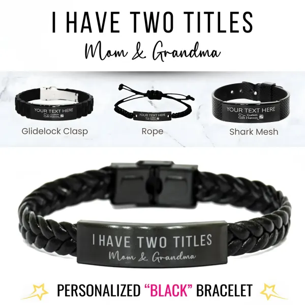 Personalized Braided Bracelet for Mom: Custom Laser Engraved Jewelry Gift With Kids Names