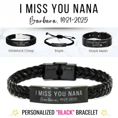 Custom Engraved Memorial Bracelet: Personalized 'I Miss You Nana' Loss of Grandma Gift thumbnail 1