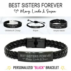 Custom Laser Engraved Sister Bracelet: Personalized "Sisters Forever" Christmas Birthday Gifts thumbnail 1