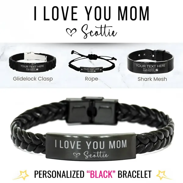 Personalized Engraved Bracelet: Custom Sentimental Mothers Day Gift, I Love You Mom