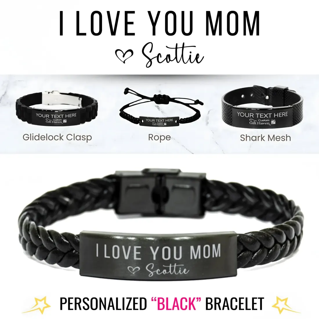 Personalized Engraved Bracelet: Custom Sentimental Mothers Day Gift, I Love You Mom