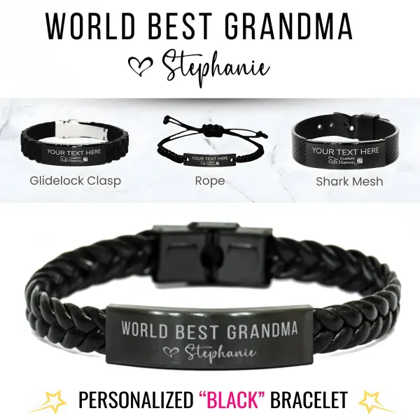 Personalized Grandma Bracelet: Custom Laser Engraved Birthday Jewelry Gift for Grandmother