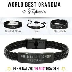 Personalized Grandma Bracelet: Custom Laser Engraved Birthday Jewelry Gift for Grandmother thumbnail 1