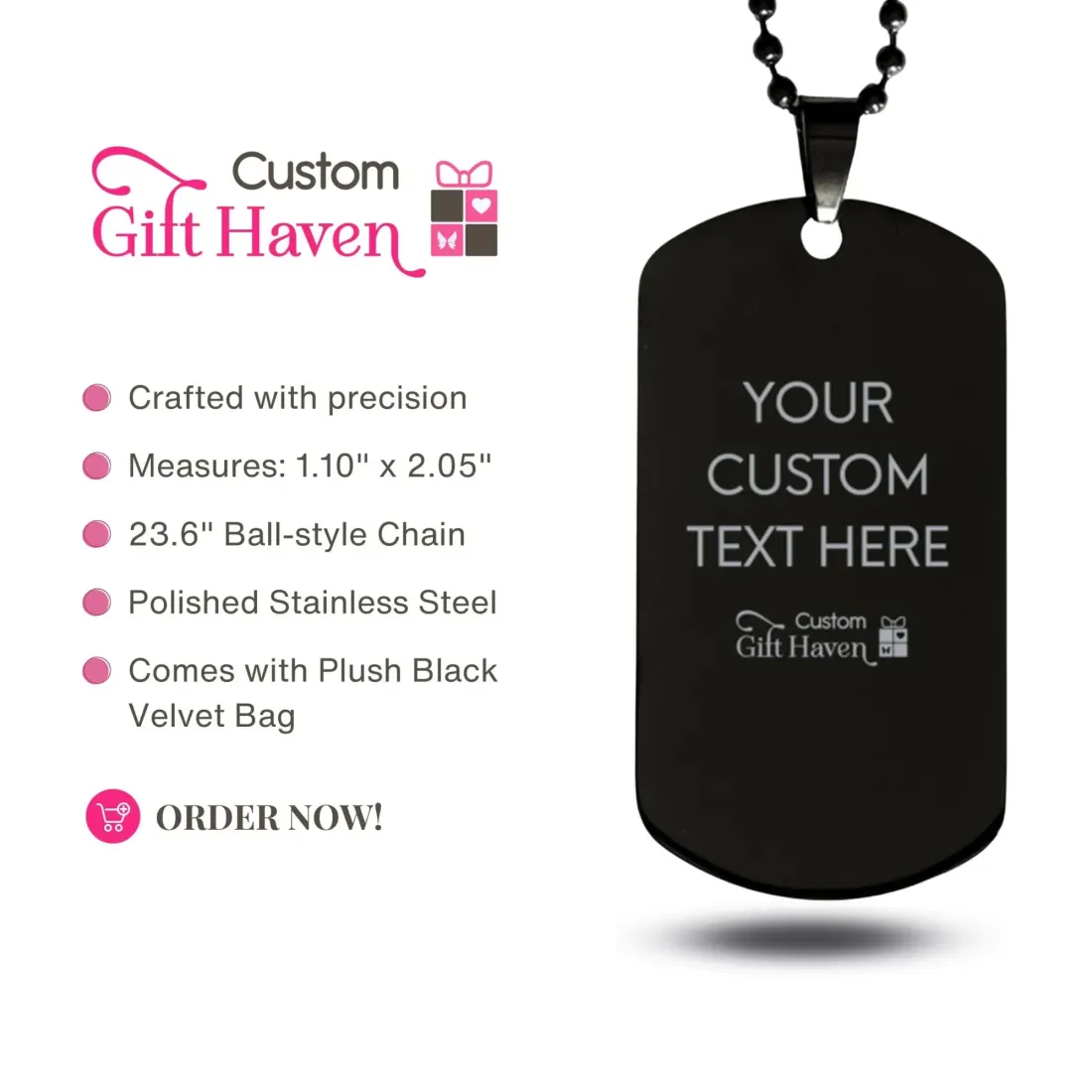 Personalized Dog Tag Necklace: Custom Laser Engraved Pet Lover Gift — photo 2